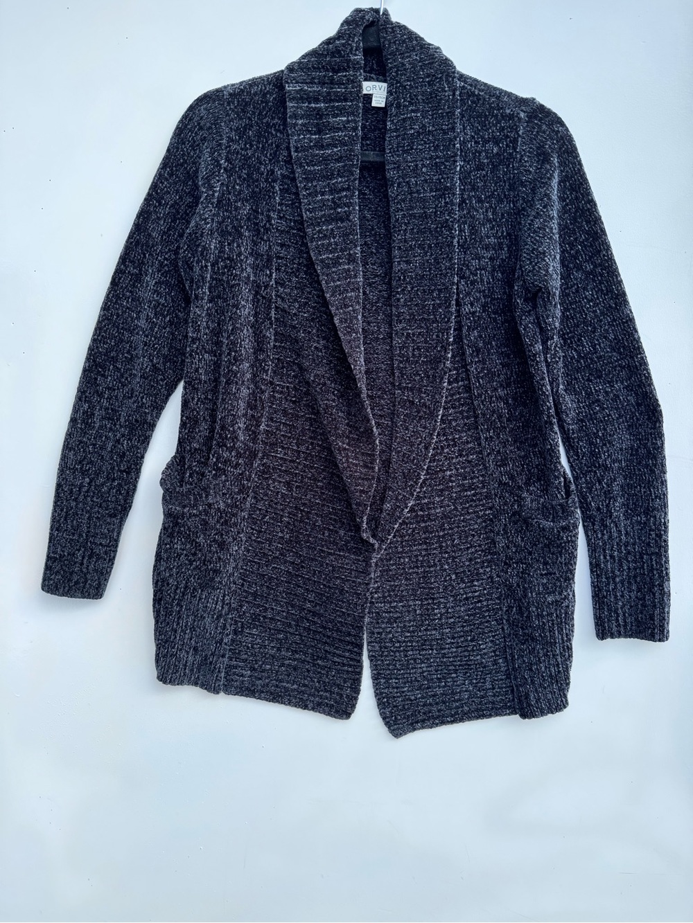 Orvis Black Shawl Collar Open-Front Cardigan w/pockets XS Casual Office